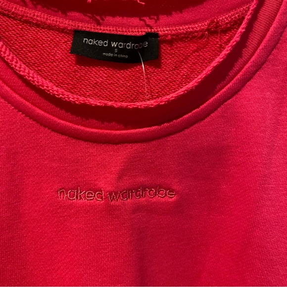 NWT Pink Embossed Crewneck Sweatshirt with Raw Hem - Picture 2 of 5